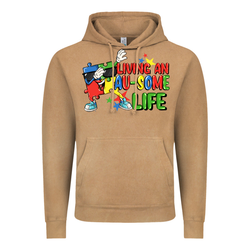 Living An Au-some Life Autism Awareness Day Vintage Hoodie by FaDigitalArtStudio | Teevron