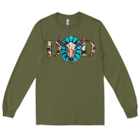 Army Green western dad with gemstone and skull Long Sleeve Tee - RanaPortraitStore