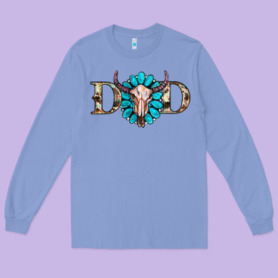 Western Dad With Gemstone And Skull Long Sleeve Tee Designed By Ranaportraitstore