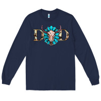 Navy western dad with gemstone and skull Long Sleeve Tee - RanaPortraitStore