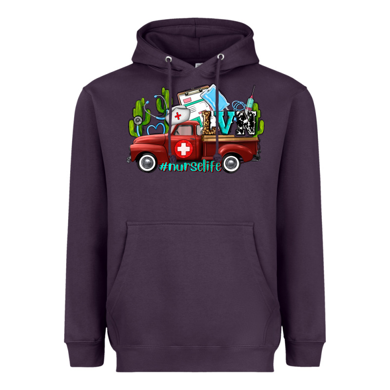 Lvn Nurse Truck With Cactus And Sunflowers Heavyweight Hoodie by AdoDesignShop | Teevron