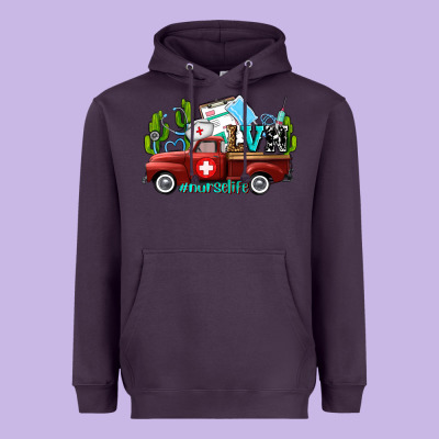 Lvn Nurse Truck With Cactus And Sunflowers Heavyweight Hoodie Designed By Adodesignshop