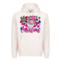 Pale Pink merry Christmas santa Premium Hoodie - CowhideDigitalArt