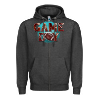 Charcoal Heather game day football Zipper Hoodie - BarkalooDesign
