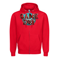 Red game day football Zipper Hoodie - BarkalooDesign