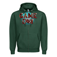 Sports Green game day football Zipper Hoodie - BarkalooDesign