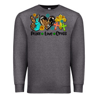 Charcoal Heather peace love cross Premium Sweatshirt - AdoDesignShop