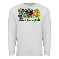 Dove Grey peace love cross Premium Sweatshirt - AdoDesignShop