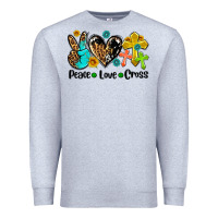 Heather Grey peace love cross Premium Sweatshirt - AdoDesignShop