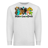 Oatmeal Heather peace love cross Premium Sweatshirt - AdoDesignShop
