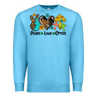Ocean Blue peace love cross Premium Sweatshirt - AdoDesignShop
