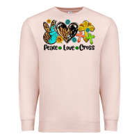 Pale Pink peace love cross Premium Sweatshirt - AdoDesignShop