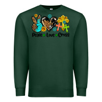 Sports Green peace love cross Premium Sweatshirt - AdoDesignShop