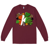 Burgundy Irish flag shamrock St. Patricks Day Long Sleeve Tee - FaDigitalArtStudio