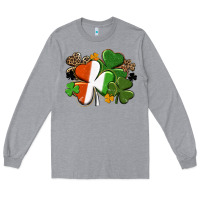 Heather Grey Irish flag shamrock St. Patricks Day Long Sleeve Tee - FaDigitalArtStudio