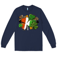 Navy Irish flag shamrock St. Patricks Day Long Sleeve Tee - FaDigitalArtStudio