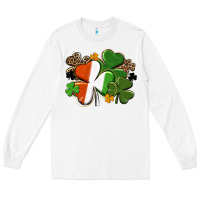 White Irish flag shamrock St. Patricks Day Long Sleeve Tee - FaDigitalArtStudio