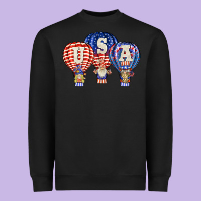 Usa Air Balloon Gnomies Heavyweight Sweatshirt Designed By Barkaloodesign