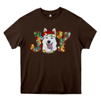 Chocolate Brown white shepherd christmas joy Heavy Core Tee - RanaPortraitStore
