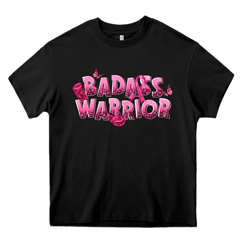 Badass Warrior Breast Cancer Heavy Core Tee by NancyCooperArtShop | Teevron