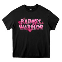 Black Badass warrior Breast Cancer Heavy Core Tee - NancyCooperArtShop