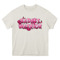Cream Badass warrior Breast Cancer Heavy Core Tee - NancyCooperArtShop