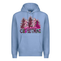 Colony Blue Merry Christmas pink  trees Premium Hoodie - CowhideDigitalArt