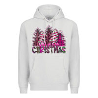 Dove Grey Merry Christmas pink  trees Premium Hoodie - CowhideDigitalArt