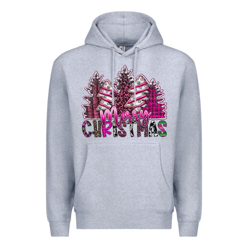 Merry Christmas Pink  Trees Premium Hoodie by CowhideDigitalArt | Teevron