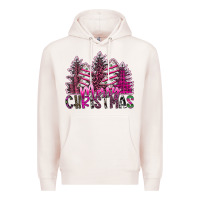Pale Pink Merry Christmas pink  trees Premium Hoodie - CowhideDigitalArt