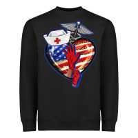 Black patriotic nurse love Heavyweight Sweatshirt - BarkalooDesign