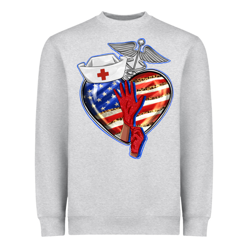 Patriotic Nurse Love Heavyweight Sweatshirt by BarkalooDesign | Teevron