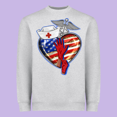Patriotic Nurse Love Heavyweight Sweatshirt Designed By Barkaloodesign