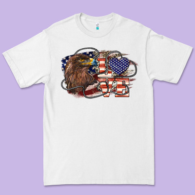 Love America Eagle 4th Of July Premium Tee Designed By Howdyjamesfarm