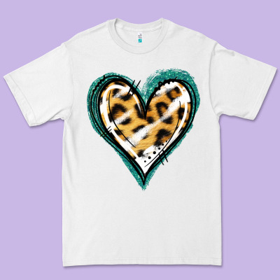 Glitter Leopard Heart Premium Tee Designed By Jasminsmagicworld