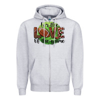 Heather Grey for the love of the game football Zipper Hoodie - BarkalooDesign