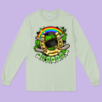 St. Patrick's Day Hockey Long Sleeve Tee Designed By Fadigitalartstudio