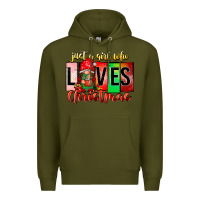 Army Green just a girl who loves christmas Premium Hoodie - CowhideDigitalArt