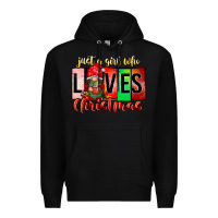 Black just a girl who loves christmas Premium Hoodie - CowhideDigitalArt