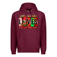 Burgundy just a girl who loves christmas Premium Hoodie - CowhideDigitalArt