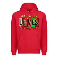 Red just a girl who loves christmas Premium Hoodie - CowhideDigitalArt