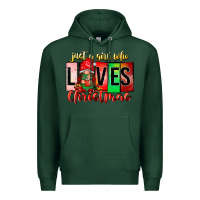 Sports Green just a girl who loves christmas Premium Hoodie - CowhideDigitalArt