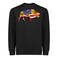 Black bison amerıcan flag Heavyweight Sweatshirt - BarkalooDesign