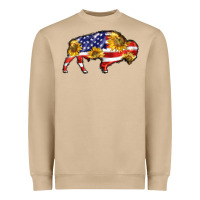Mushroom bison amerıcan flag Heavyweight Sweatshirt - BarkalooDesign