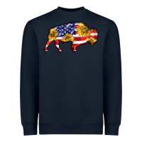 Navy bison amerıcan flag Heavyweight Sweatshirt - BarkalooDesign