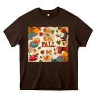 Chocolate Brown Hello Fall Heavy Core Tee - texasbilliewilder