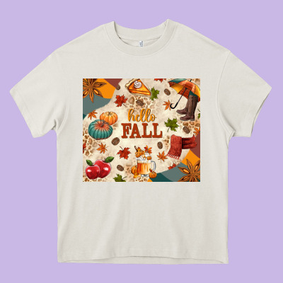 Hello Fall Heavy Core Tee Designed By Texasbilliewilder