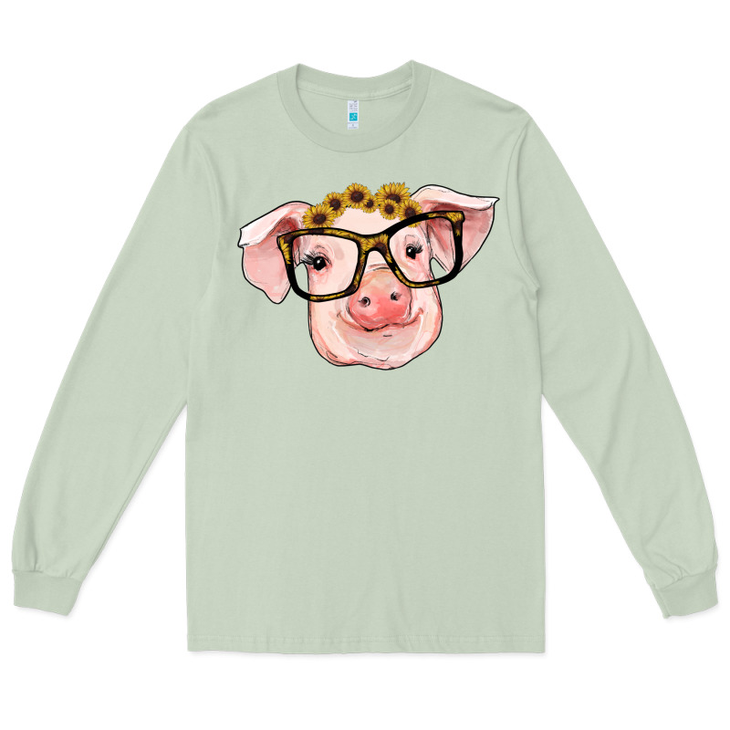 Sunflowers With Pig Long Sleeve Tee by RanaPortraitStore | Teevron