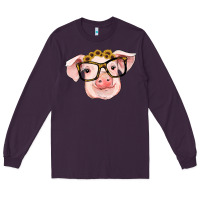 Plum sunflowers with pig Long Sleeve Tee - RanaPortraitStore