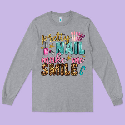 Pretty Nail Make Me Smile Bbs Long Sleeve Tee Designed By Bundleandbundleshop